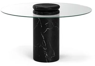 Karakter Castore Spisebord Ø130 Nero Marquina Marmor/Klar Glas